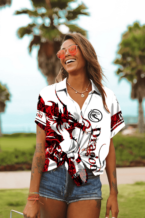 Hawaiian Aloha Shirt For Women, Dragon Shirt, Dragon Red Awesome Design Hawaii Shirt