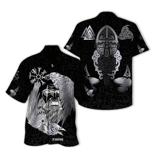 Viking Shirts - Norse Vikings With Raven And Valknut Style - Viking Hawaiian Shirt