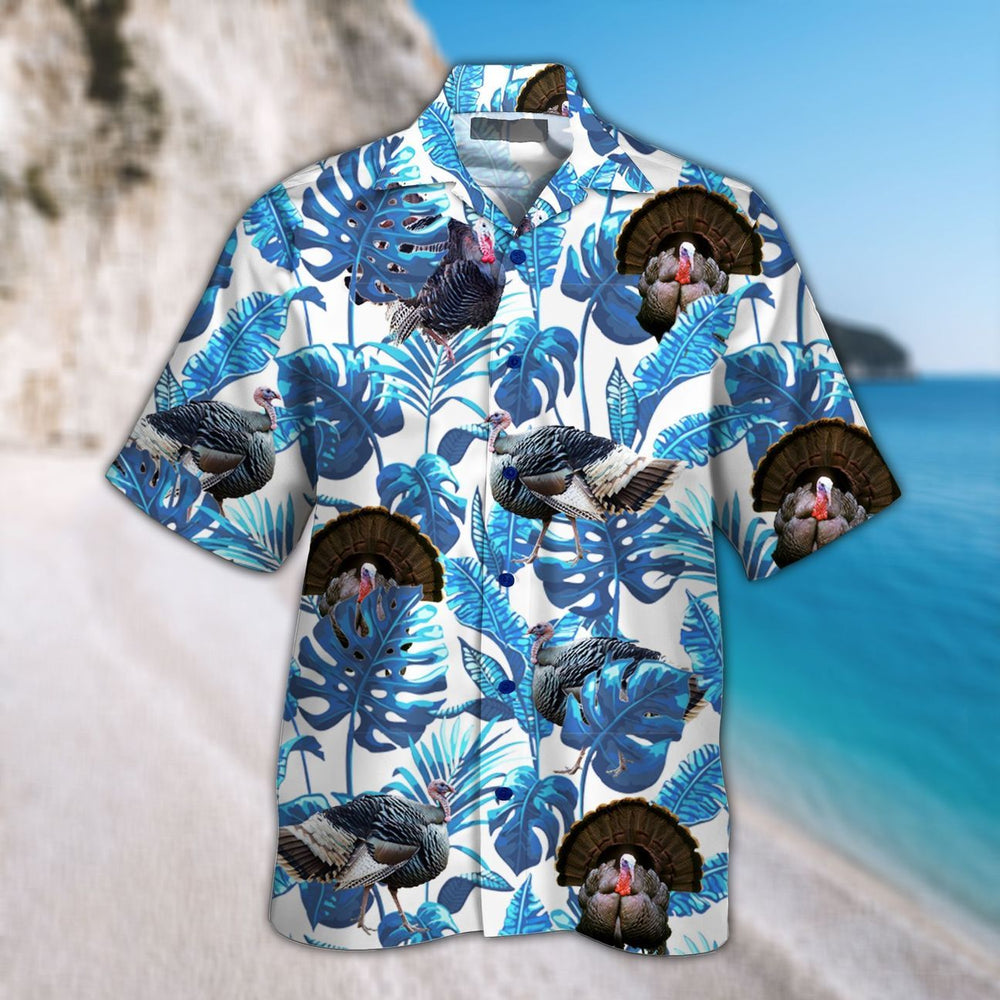 Wild Turkey Blue Pattern LHT Nthn Aloha Hawaiian Shirt Abbie AUMM