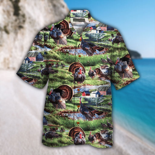 Wild Turkey Green Pattern LHT Nthn Aloha Hawaiian Shirt ABHFK AUMM