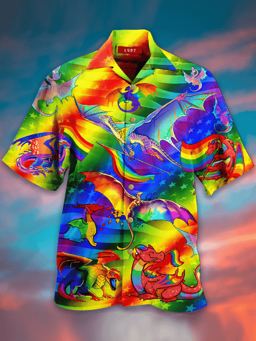 Lgbt Dragon Pride Rainbow ABGLD JMCHIN Hawaiian Shirts for Men and Women