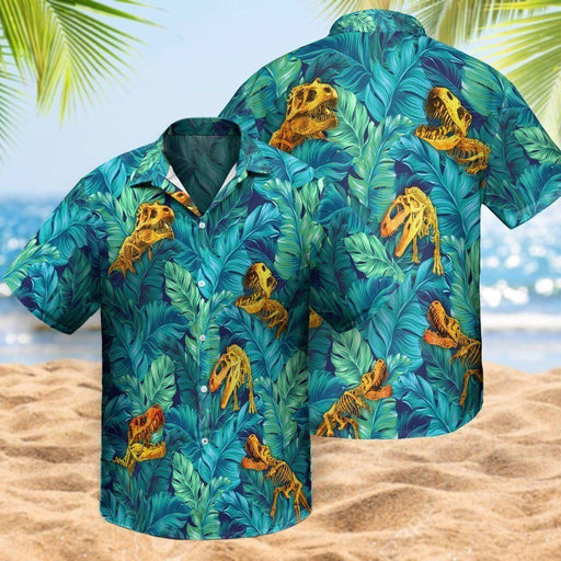 Dinosaur Tropical Aloha Hawaiian Shirts for Men and Women