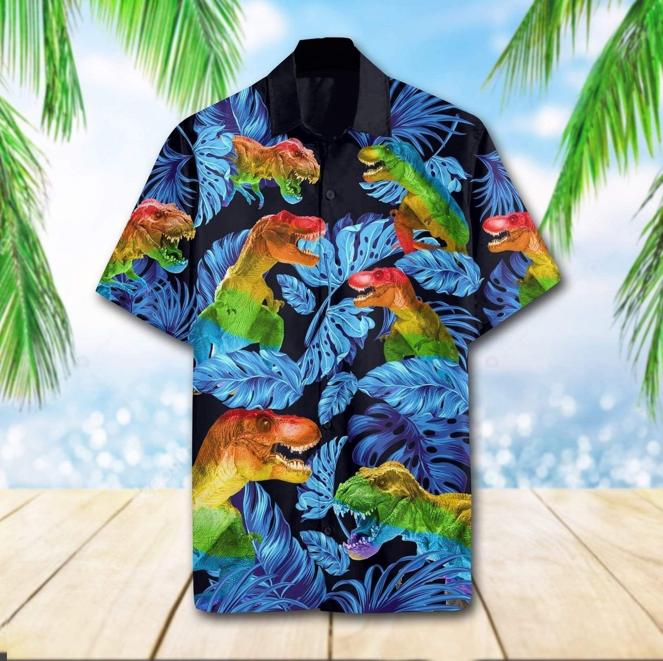 Lgbt T-Rex Aloha Hawaiian Shirts for Men and Women