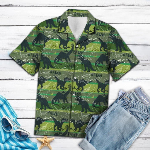Dinosaur Rawr Aloha Hawaiian Shirts for Men and Women