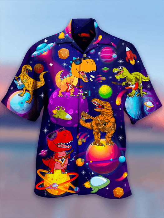 Trex Dinosaur So Cute on Space Aloha Hawaiian Shirts for Men and Women