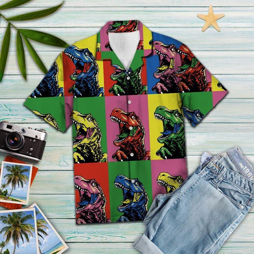 Dinosaur Color Group Aloha Hawaiian Shirts for Men and Women