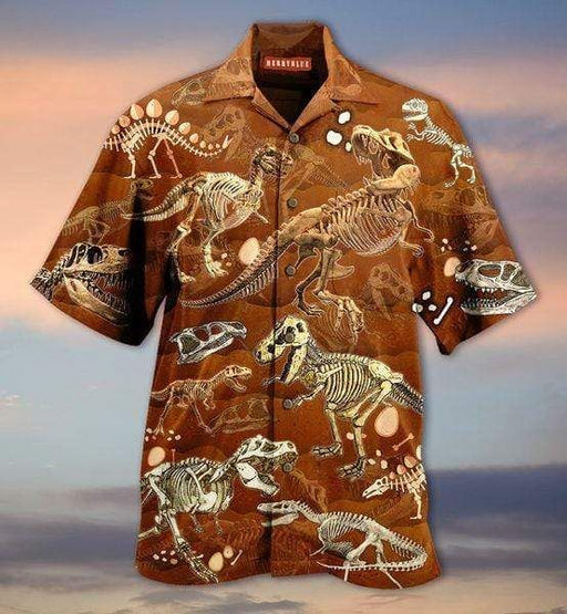 Dinosaur Skull Aloha Hawaiian Shirts for Men and Women