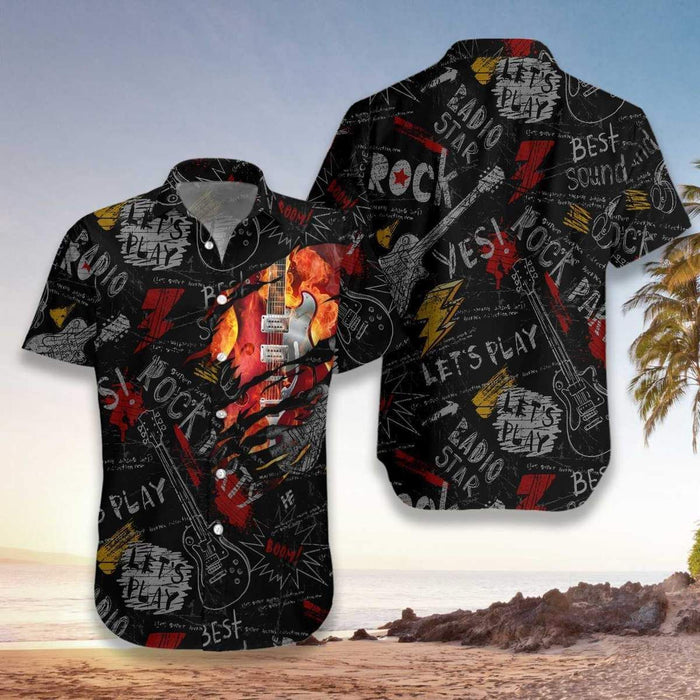 Electric Guitar Rock Hawaiian Shirts for Men and Women