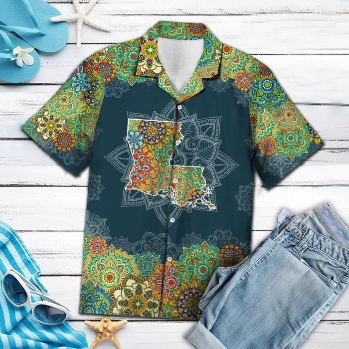 Louisiana Floral Mandala Aloha Hawaiian Shirts for Men and Women