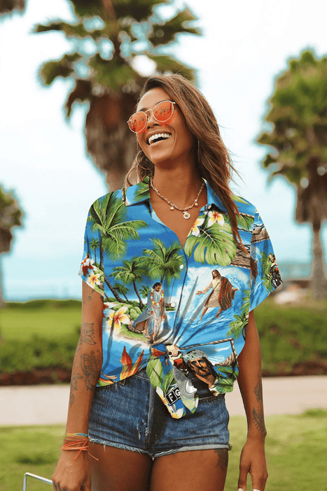 Hawaiian Aloha Shirt For Women, Jesus Stay Cool Unisex Hawaii Shirt