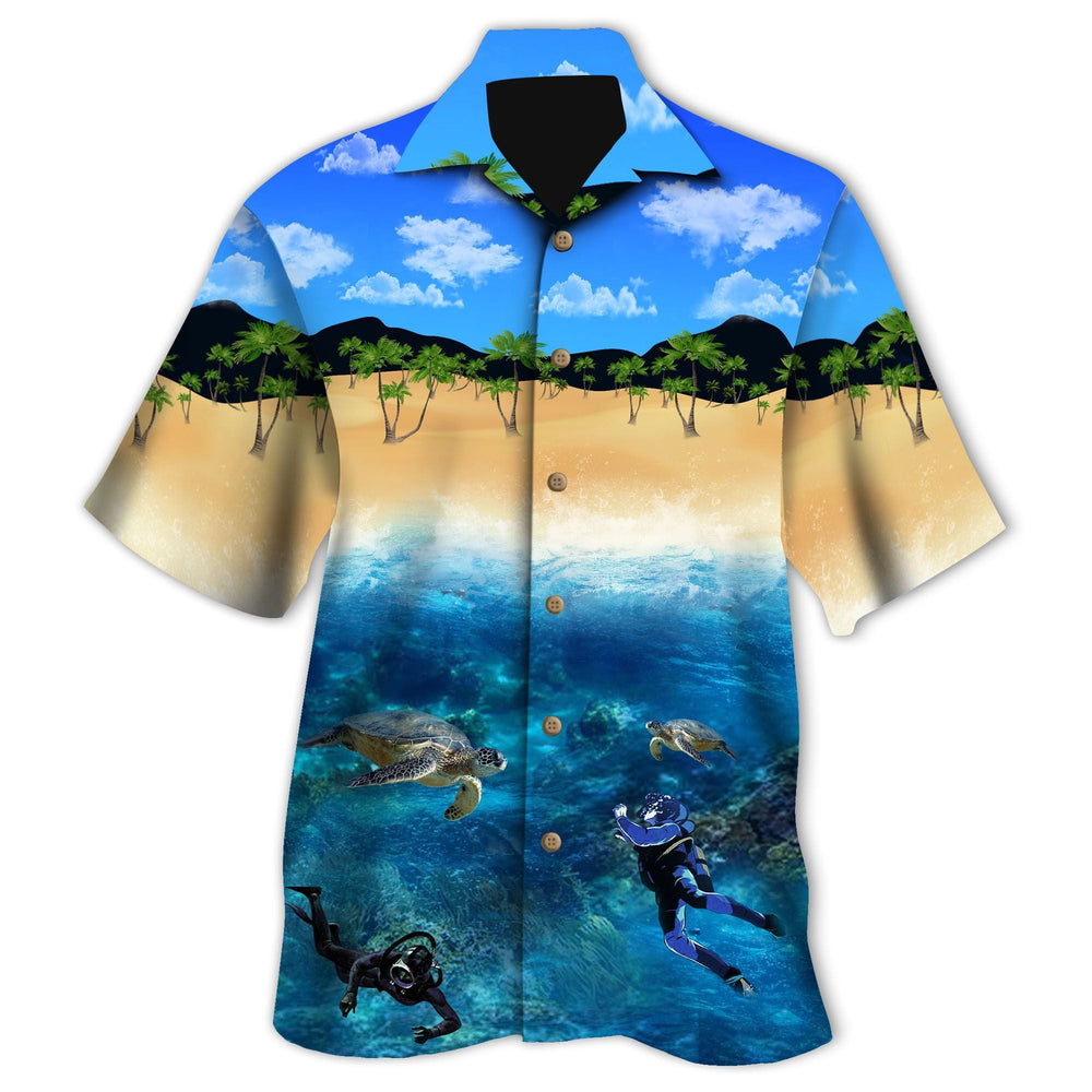 Scuba Diving Colorful Island Unique Design Unisex Hawaiian Shirt