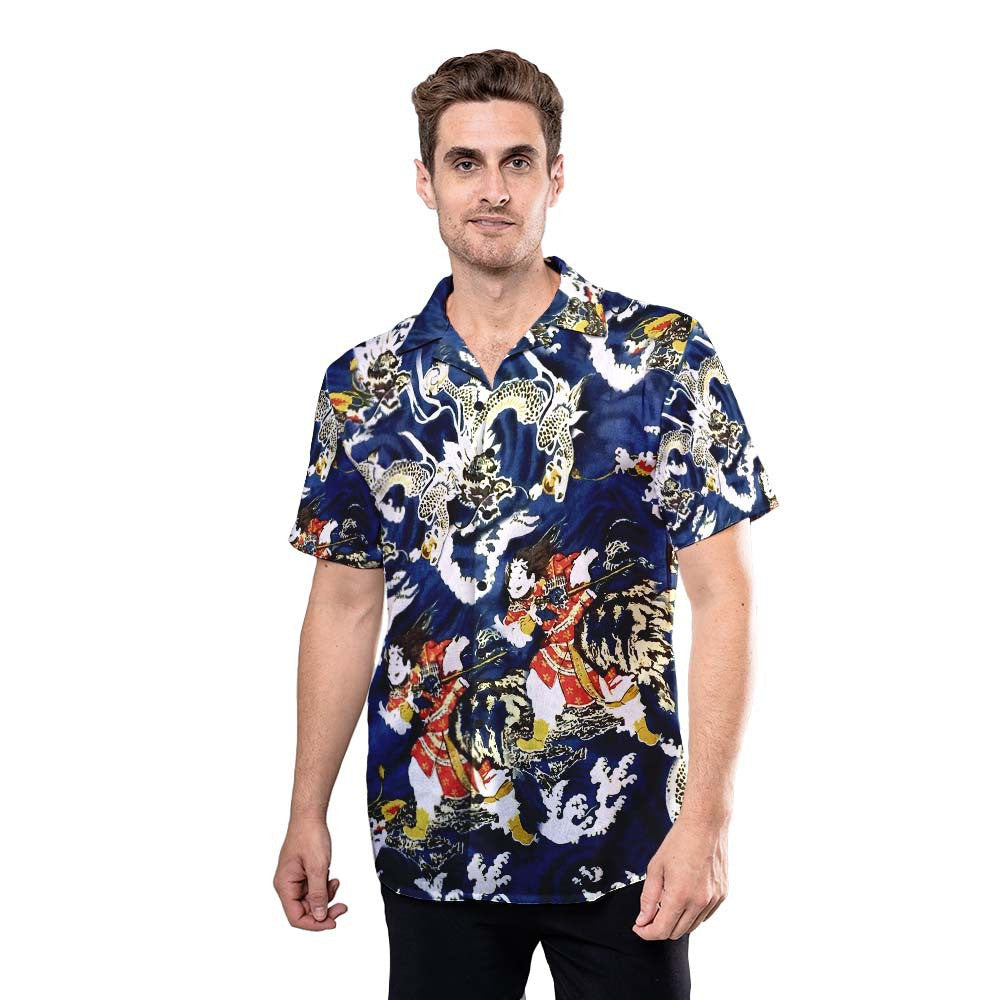 Dragon Shirt - Japanese Tabura Surf Blue Dragon Hawaiian Shirt
