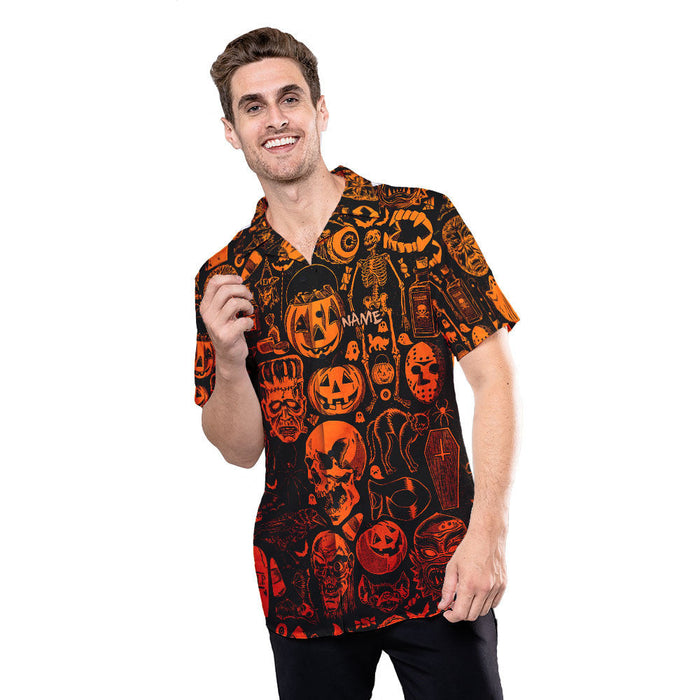 Halloween Gift Ideas, Pumpkin Monster Skull Custom Hawaiian Shirt