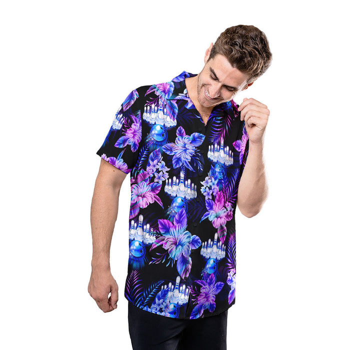 Unique Bowling Shirts - Holographic Tropical Ten Pin Bowling Custom Hawaiian Shirt