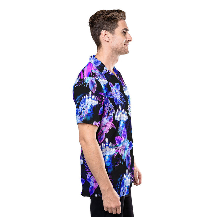Unique Bowling Shirts - Holographic Tropical Ten Pin Bowling Custom Hawaiian Shirt