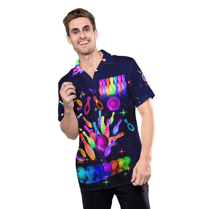 Unique Bowling Shirts - Neon Storm Bowling Shirts For Men Hawaiian Shirt
