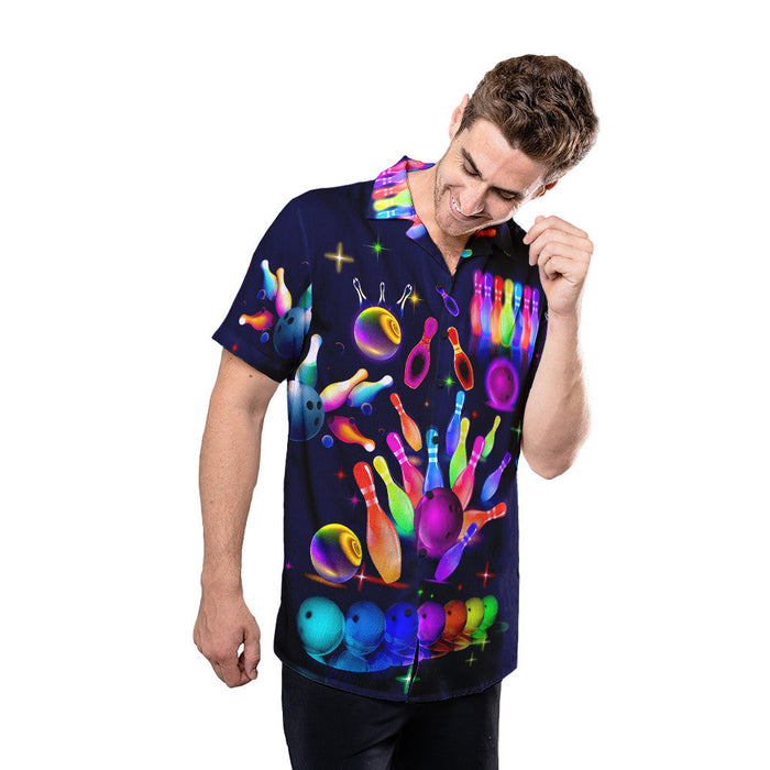 Unique Bowling Shirts - Neon Storm Bowling Shirts For Men Hawaiian Shirt