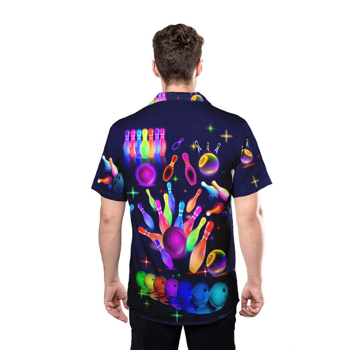 Unique Bowling Shirts - Neon Storm Bowling Shirts For Men Hawaiian Shirt