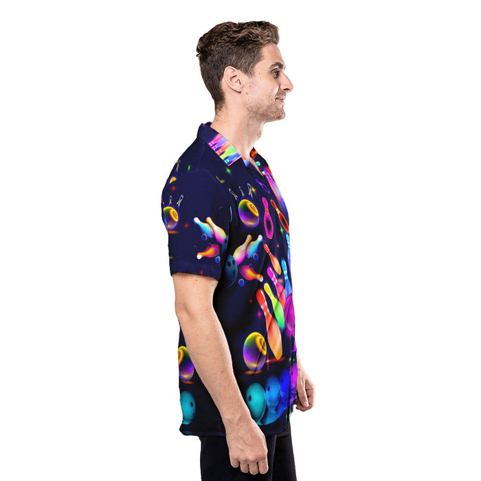 Unique Bowling Shirts - Neon Storm Bowling Shirts For Men Hawaiian Shirt