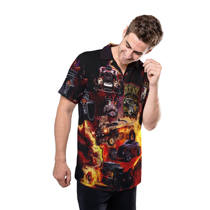 Hot Rod Shirt - Hot Rod On Fire Unisex Hawaiian Shirt