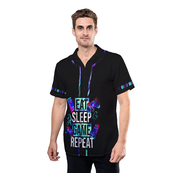 Game Shirt - Eat Sleep Game Repeat Custom Hawaiian Shirt RE