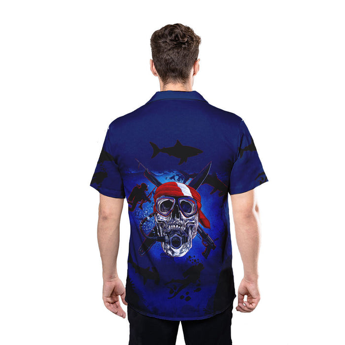 Diving Shirt - Pirate Skull Scuba Diver Custom Hawaiian Shirt RE