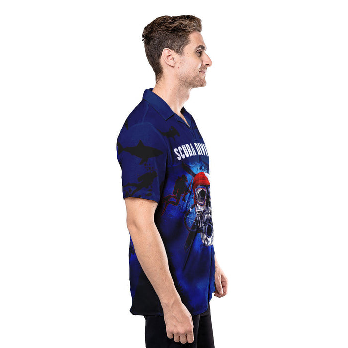 Diving Shirt - Pirate Skull Scuba Diver Custom Hawaiian Shirt RE