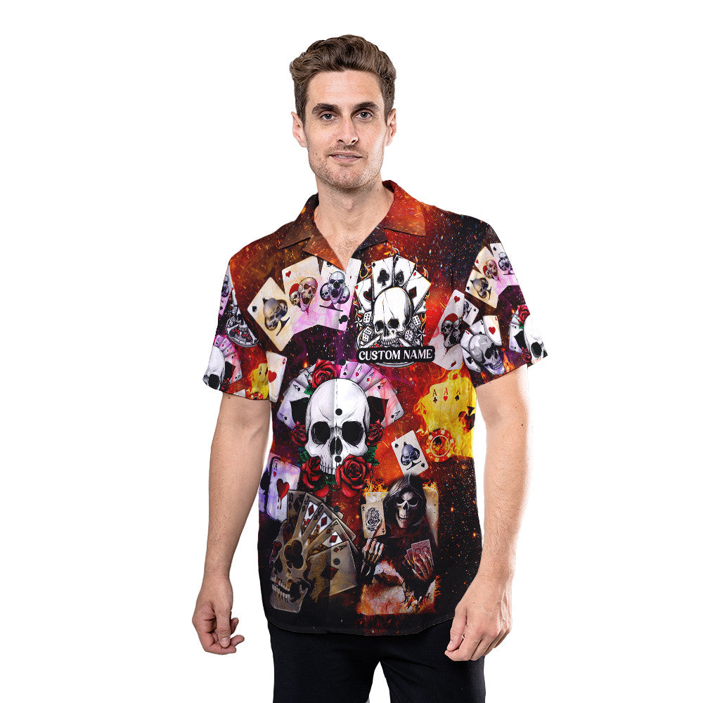 Poker Shirt - Dangerous Skull Poker Custom Hawaiian Shirt RE