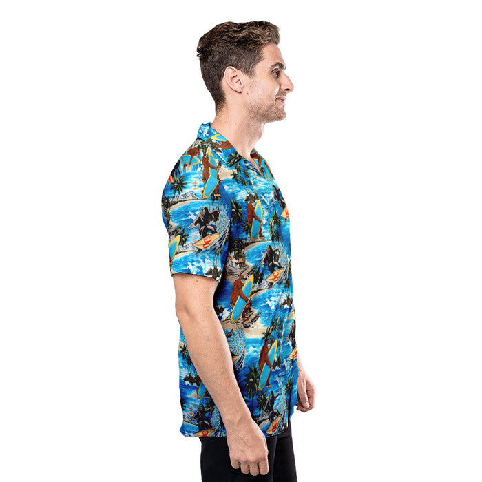 Bigfoot Surfing Blue Unique Design - Bigfoot Hawaiian Shirt