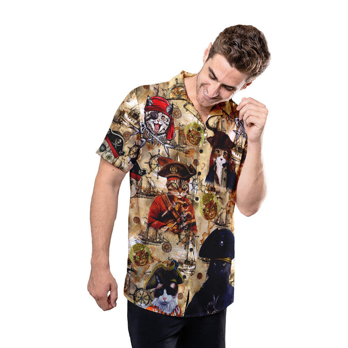 Amazing Pirate Cat Unisex Hawaiian Shirt