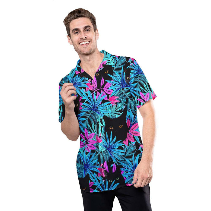 Black Cat Shirt - Tropical Black Cat Hawaiian Shirt