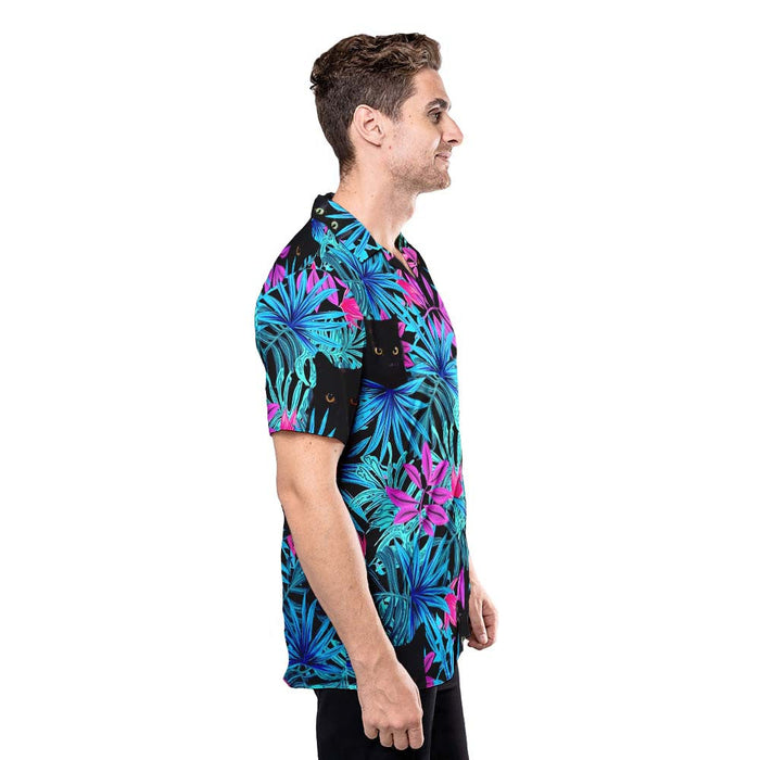 Black Cat Shirt - Tropical Black Cat Hawaiian Shirt