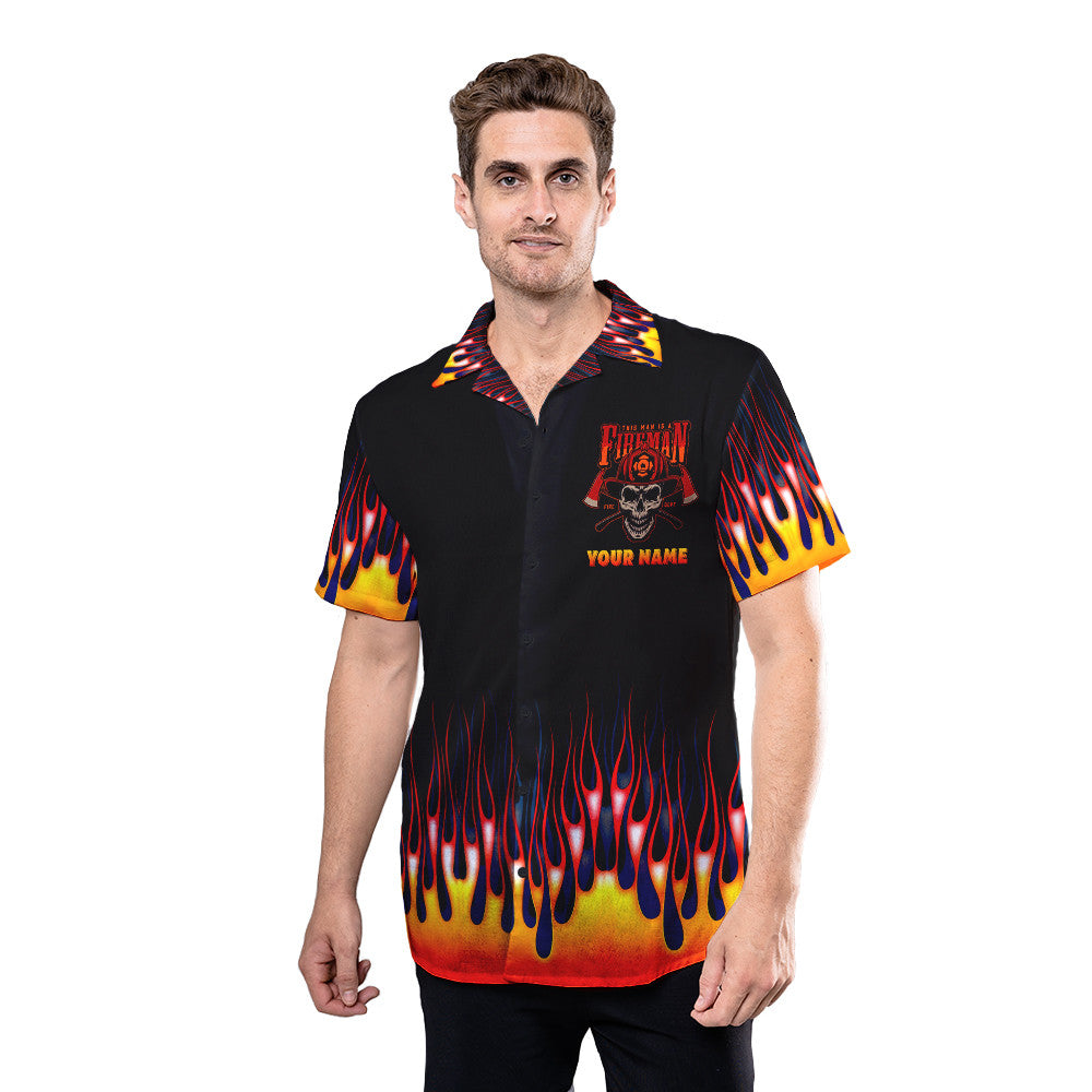 Firefighter Shirt - Skull Flame Firefighter Custom Hawaiian Shirt - RE