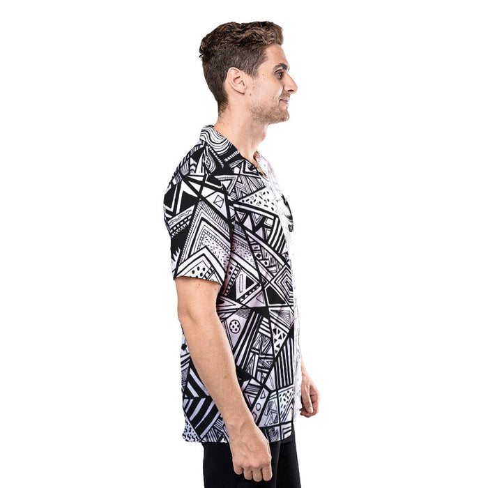 Golf Shirt - Personalized Black and White Modern Pattern Golfaholic Custom Hawaiian Shirt RE