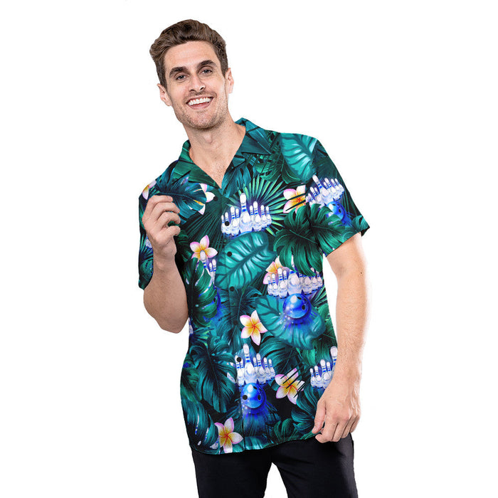 Unique Bowling Shirts - Tropical Plumeria Bowling Ball Custom Hawaiian Shirt