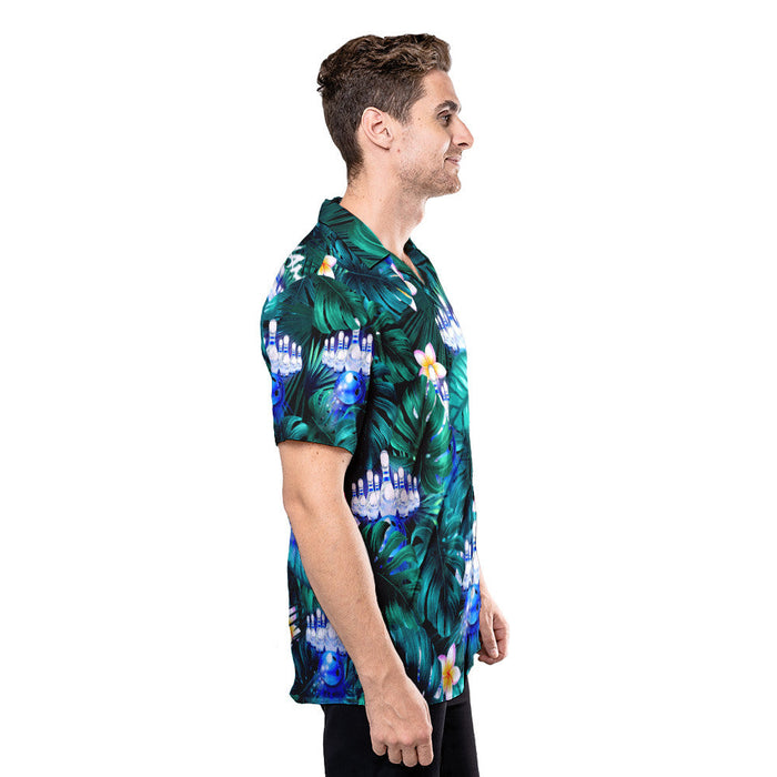 Unique Bowling Shirts - Tropical Plumeria Bowling Ball Custom Hawaiian Shirt