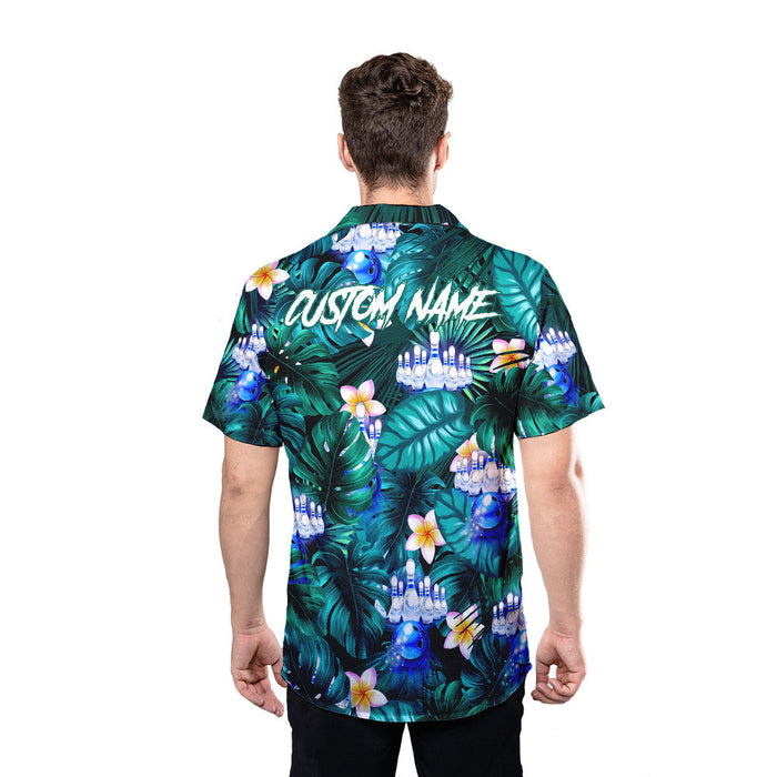 Unique Bowling Shirts - Tropical Plumeria Bowling Ball Custom Hawaiian Shirt