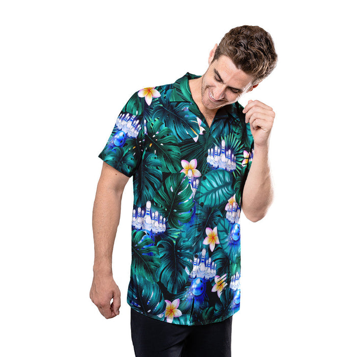 Unique Bowling Shirts - Tropical Plumeria Bowling Ball Custom Hawaiian Shirt