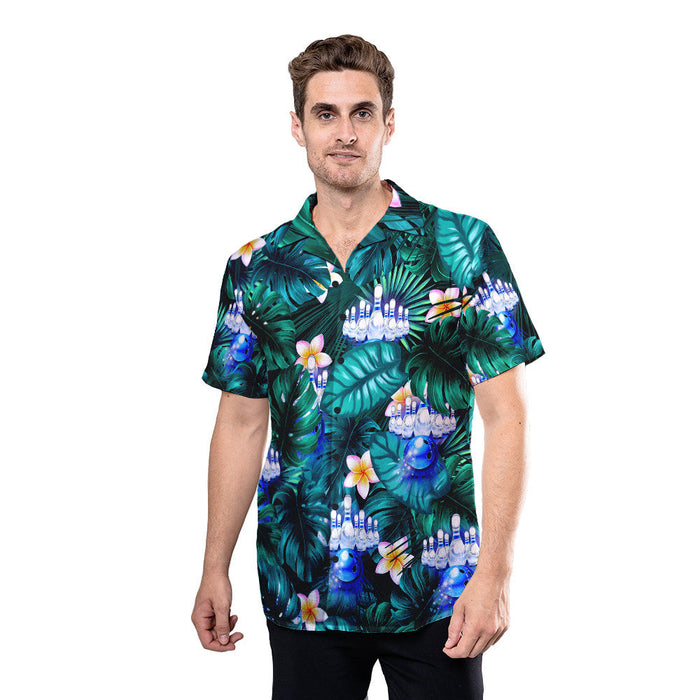 Unique Bowling Shirts - Tropical Plumeria Bowling Ball Custom Hawaiian Shirt