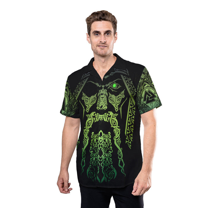 Viking Shirts - Nordic Viking Odin Gods Green Colorful - The Vikings Hawaiian Shirt