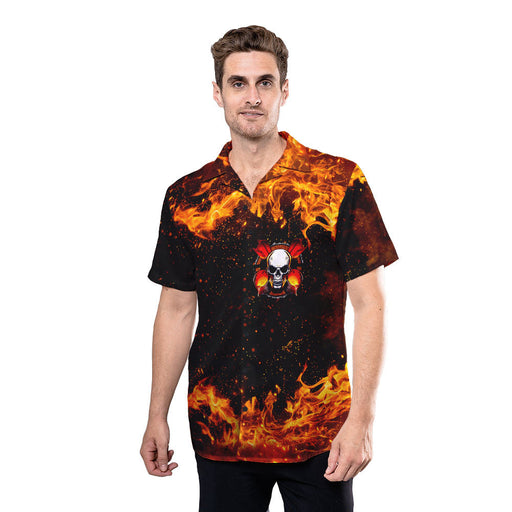 Skull Shirt - Skull Flame Ironworker Custom Hawaiian Shirt RE