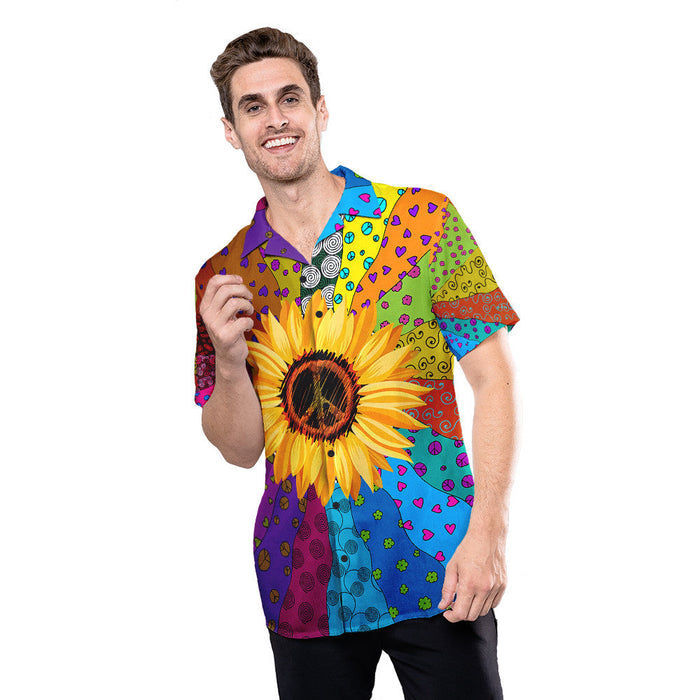 Hippie Shirt - Hippie Sunflower Child Peaceful Mind Unique Hawaiian Shirt