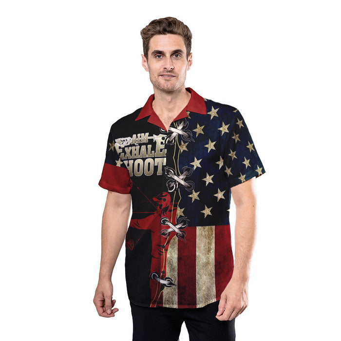 Archery Shirt - Aim Exhale Shoot Archery Custom Hawaiian Shirt RE