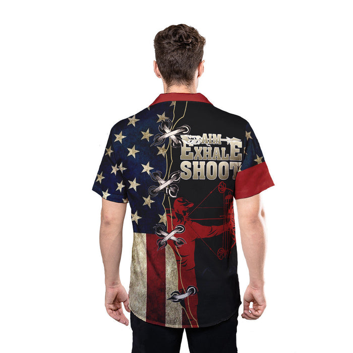 Archery Shirt - Aim Exhale Shoot Archery Custom Hawaiian Shirt RE