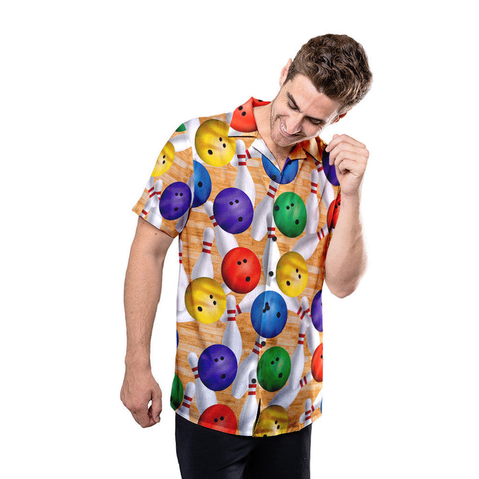 Unique Bowling Shirts - Colorful Strike Bowling Pin Hawaiian Shirt