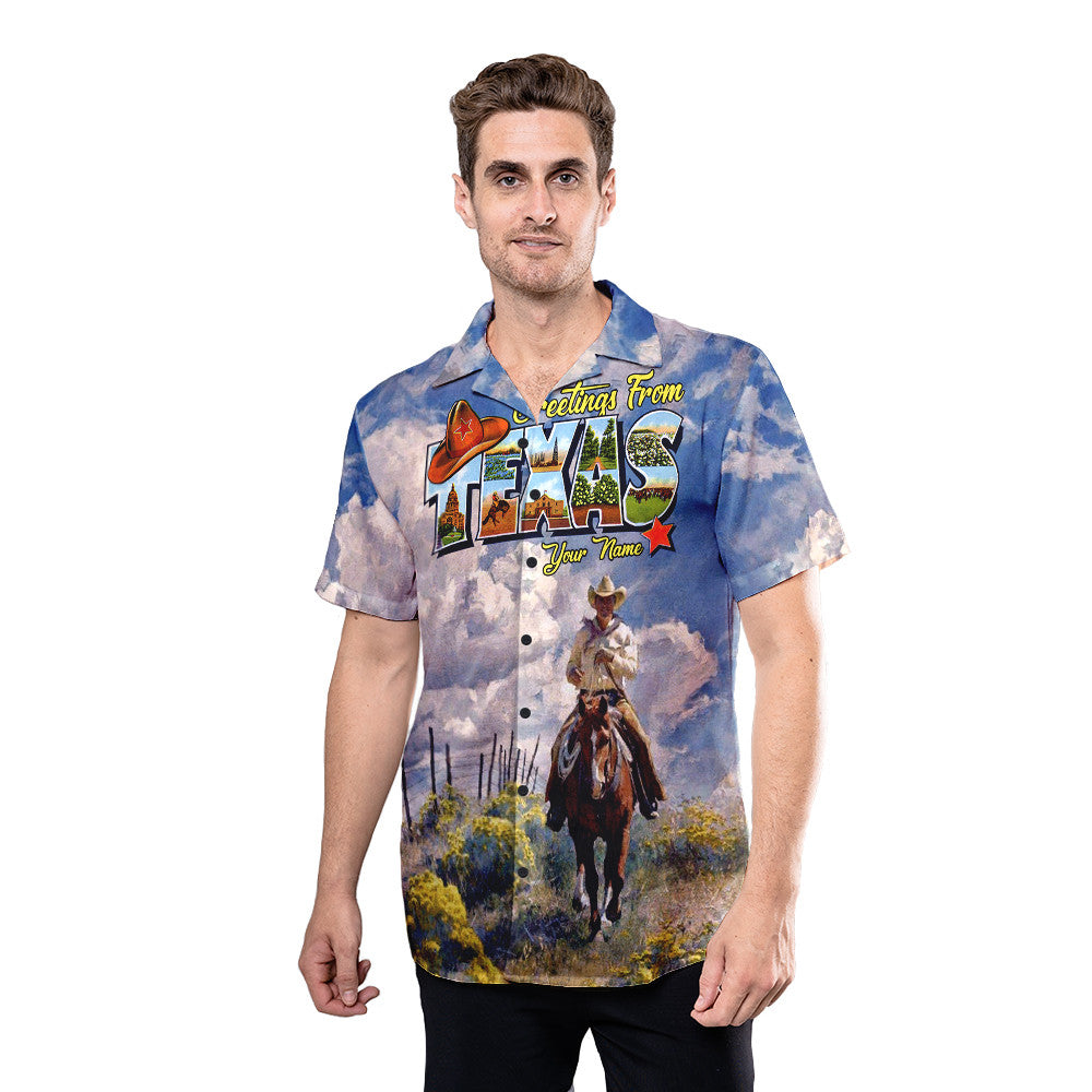 Cowboy Shirt - Greetings From Texas Custom Hawaiian Shirt RE
