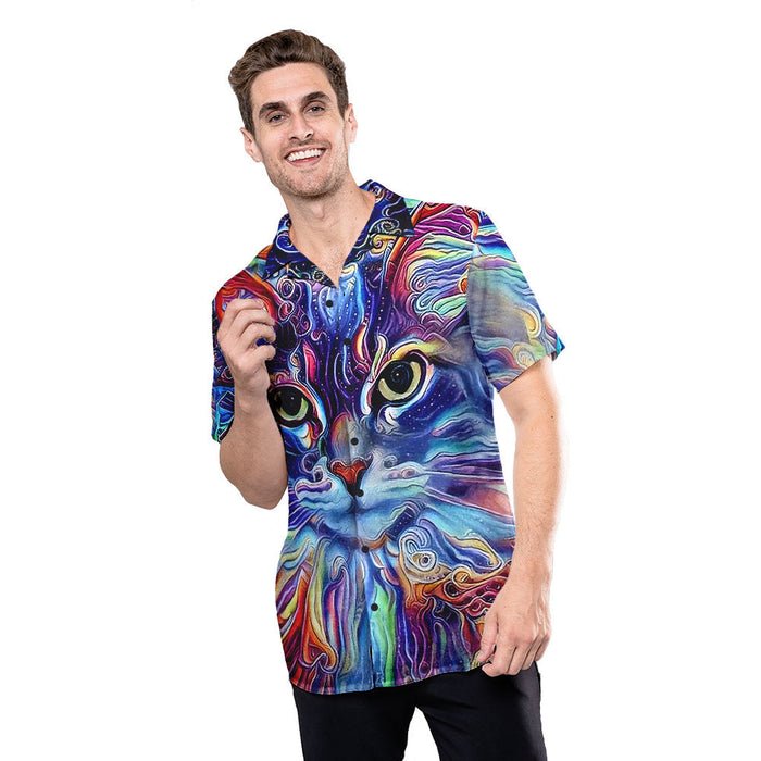 Cat Shirt - Psychedelic Cat Hawaiian Shirt