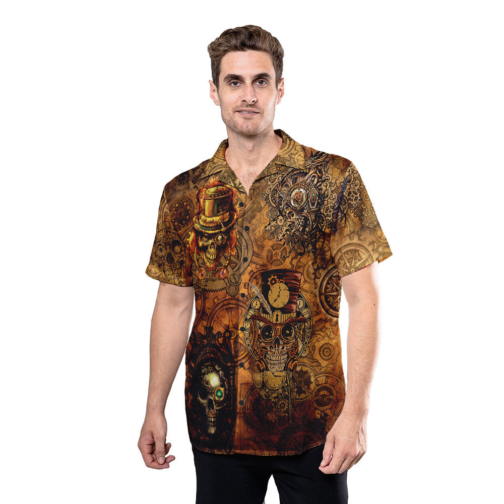 Skull Shirt - Vintage Skull Steampunk Unisex Hawaiian Shirt