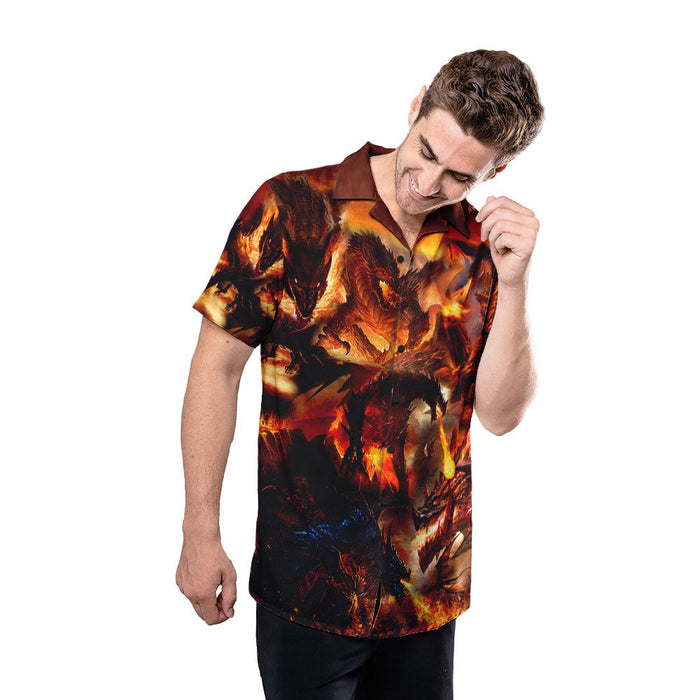 Dragon Shirt - Fire Dragon Mythology Creature Hawaiian Shirt Collection