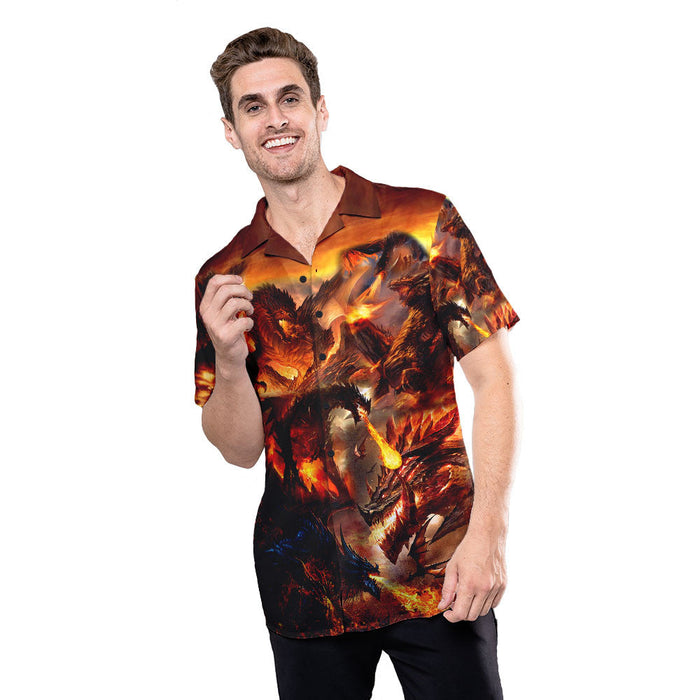 Dragon Shirt - Fire Dragon Mythology Creature Hawaiian Shirt Collection